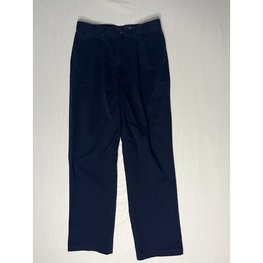 Dockers Nice Fit Chino Pants Men's 33x32 Navy Blue Pleated Straight Leg Cotton